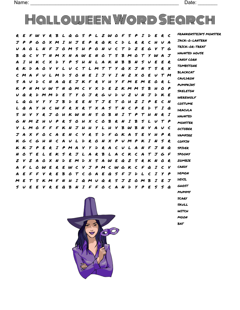 Halloween Word Search WordMint Halloween Word Search WordMint