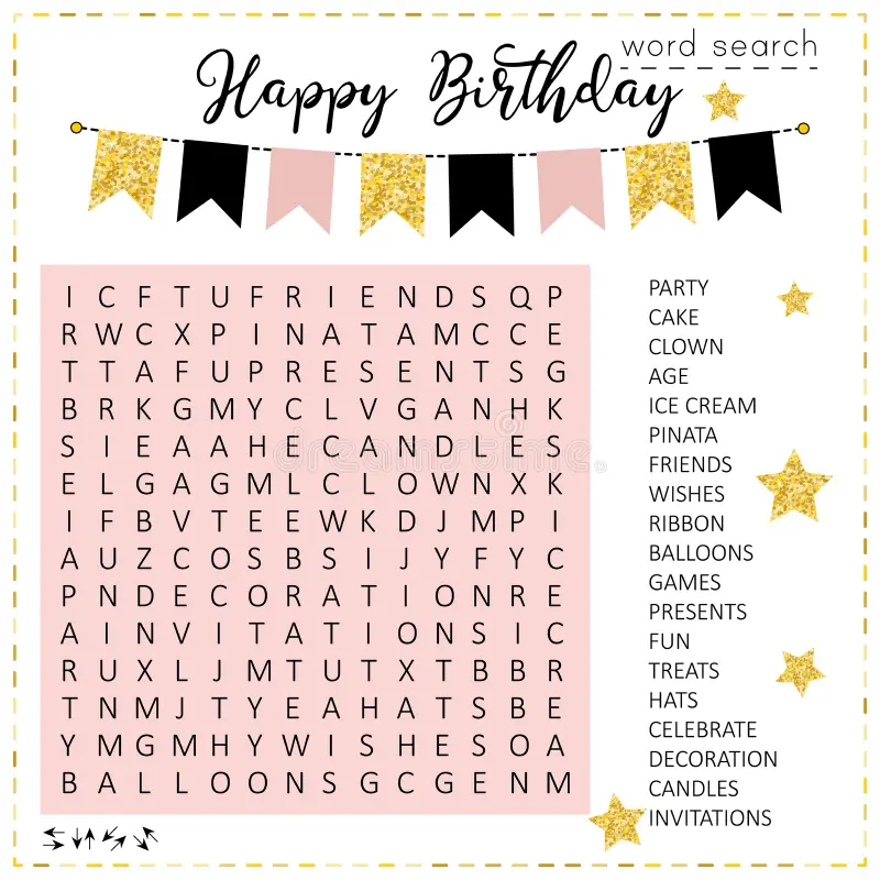 Printable Birthday Word Search Puzzles