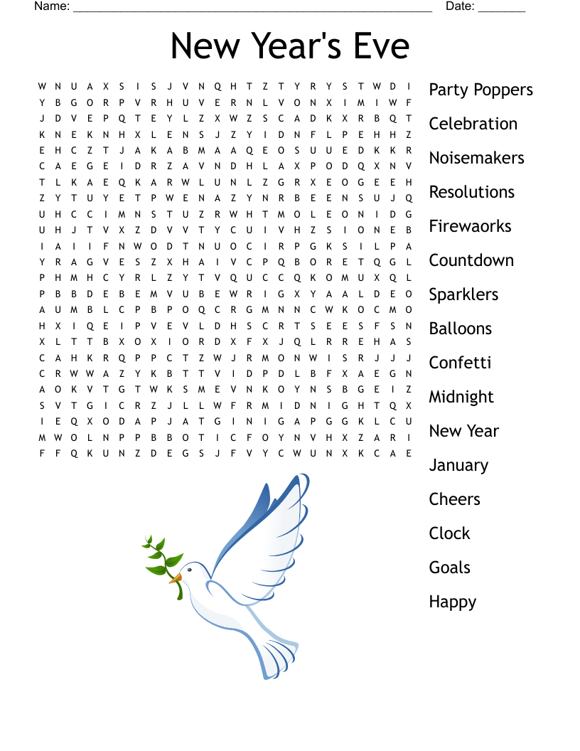 Happy New Year Word Search WordMint
