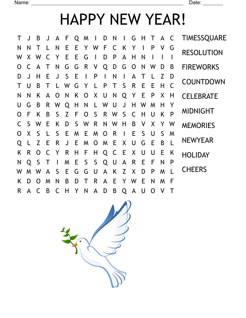 Happy New Year Word Search WordMint Happy New Year Word Search WordMint