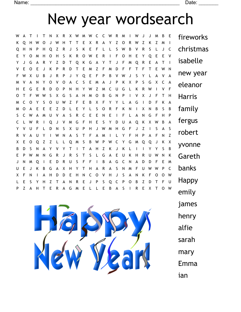 Happy New Year Word Search WordMint Happy New Year Word Search WordMint