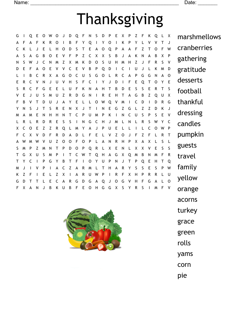 Happy Thanksgiving Word Search WordMint Happy Thanksgiving Word Search WordMint