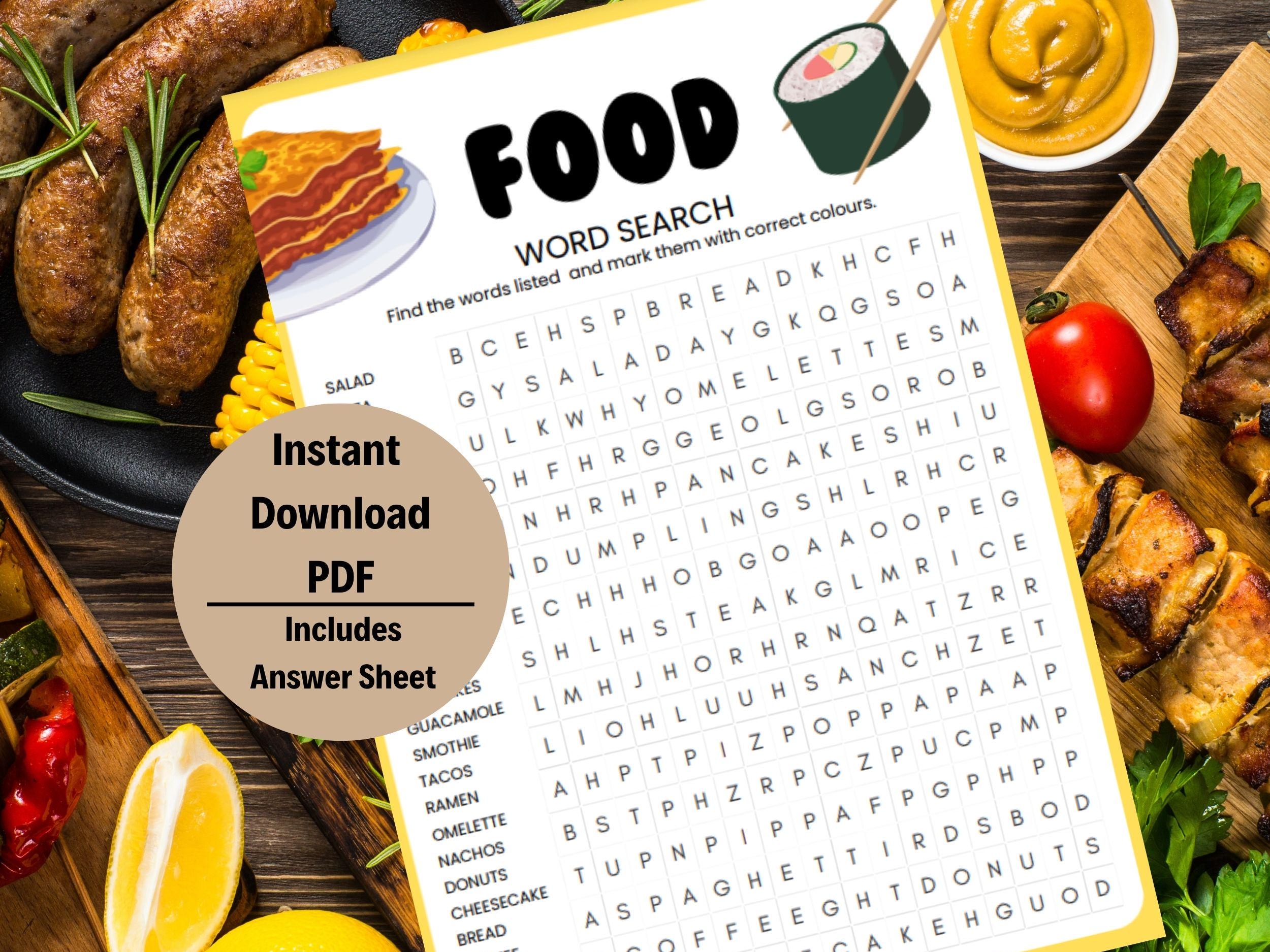 Hard Food Word Search Printable Word Search Puzzle Words Search Game Printable Games Printable Word Search Printable Game
