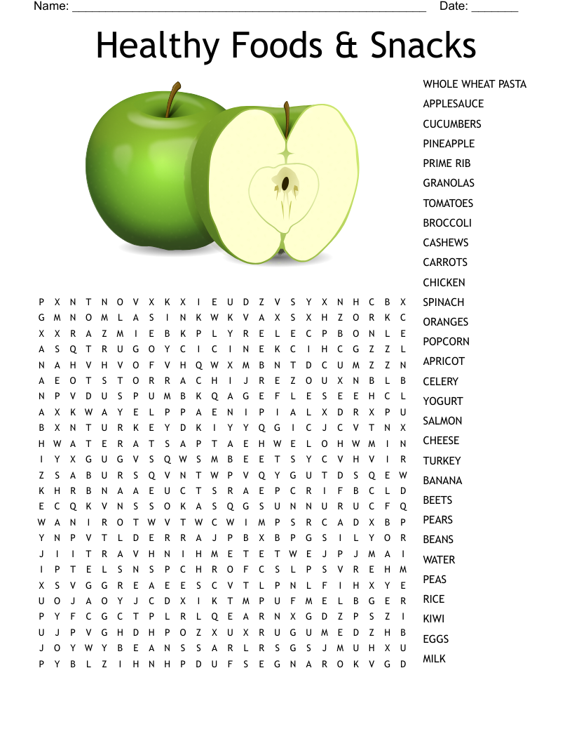 Healthy Foods Snacks Word Search WordMint Healthy Foods Snacks Word Search WordMint