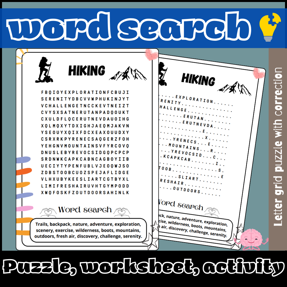 Hiking Word Search Puzzle Worksheet Activity Made By Teachers
