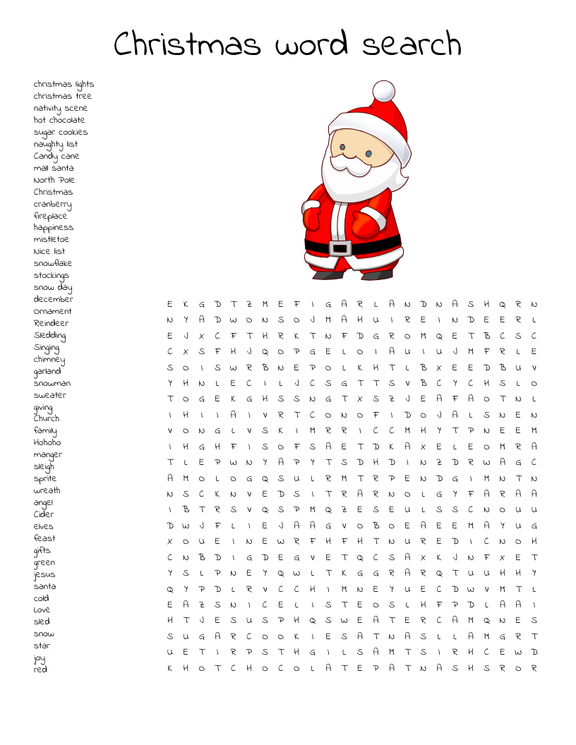 Holly Jolly Christmas Word Search WordMint