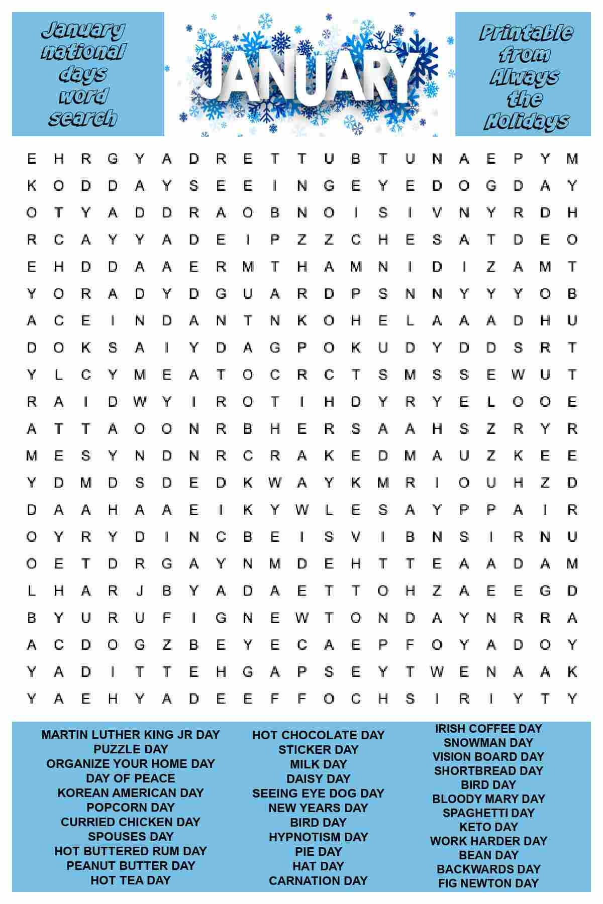 Puzzles Word Search Printable