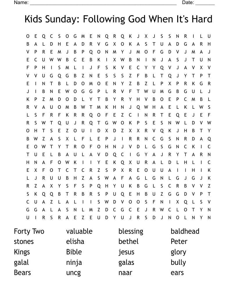 Hard Word Search Printable For Kids