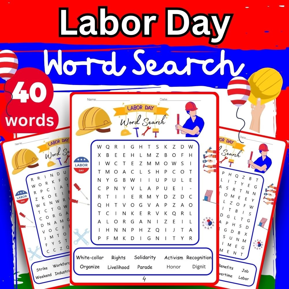 Free Printable Labor Day Word Search