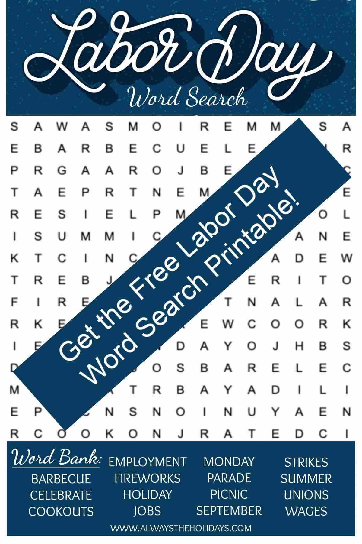 Labor Day Word Search Printable Free Word Find U0026 Answer Key