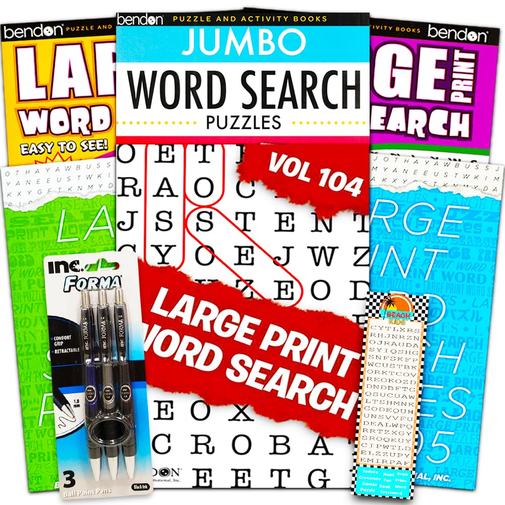 Large Print Word Search Books For Adults Super Set 6 Jumbo Word 