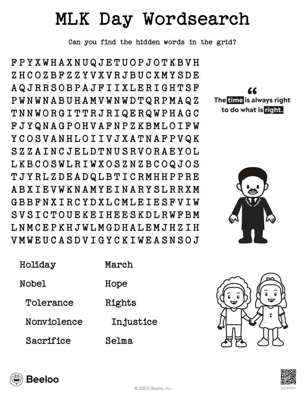 Martin Luther King Jr Day themed Word Searches Beeloo Printable Crafts And Activities For Kids
