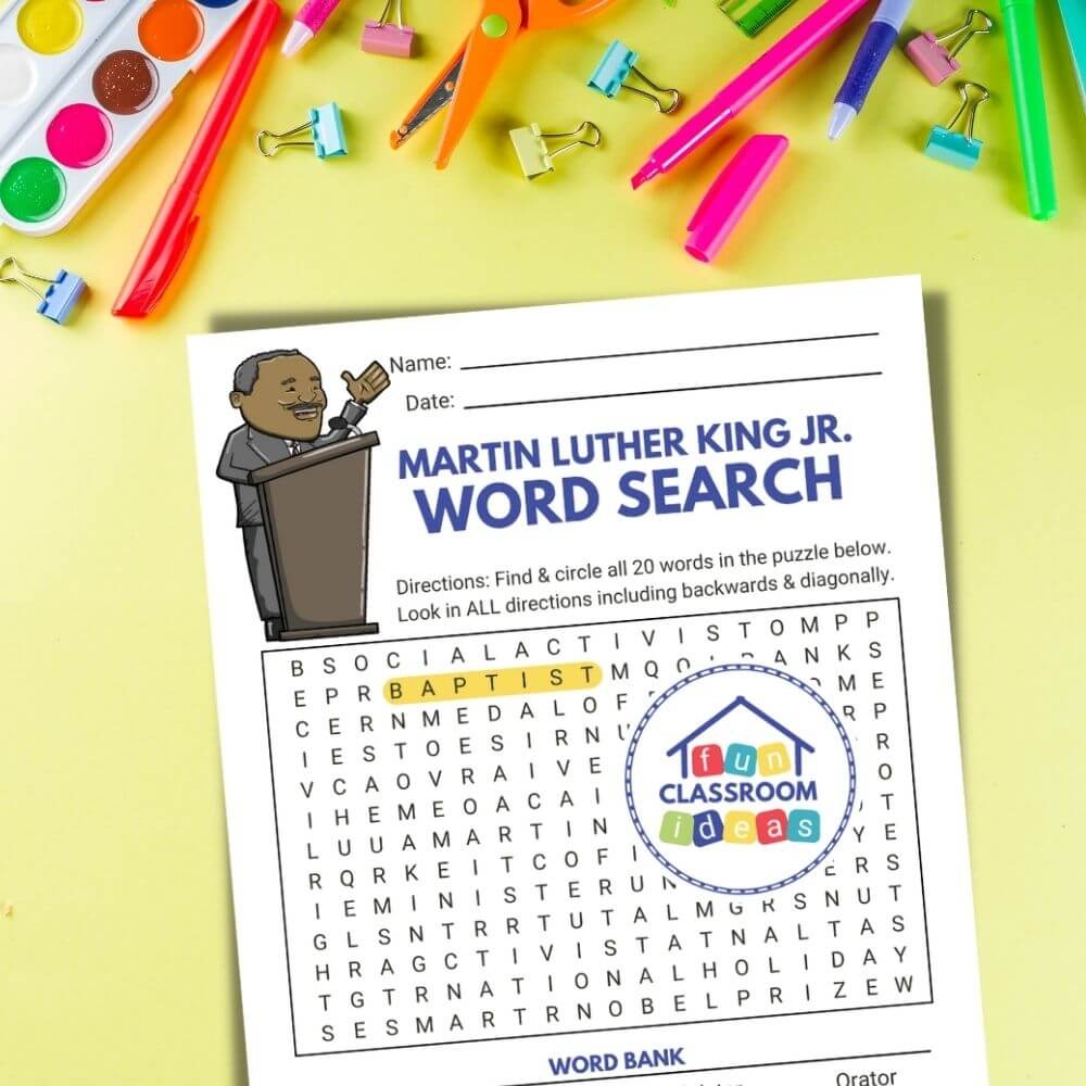 Martin Luther King Word Search Pdf