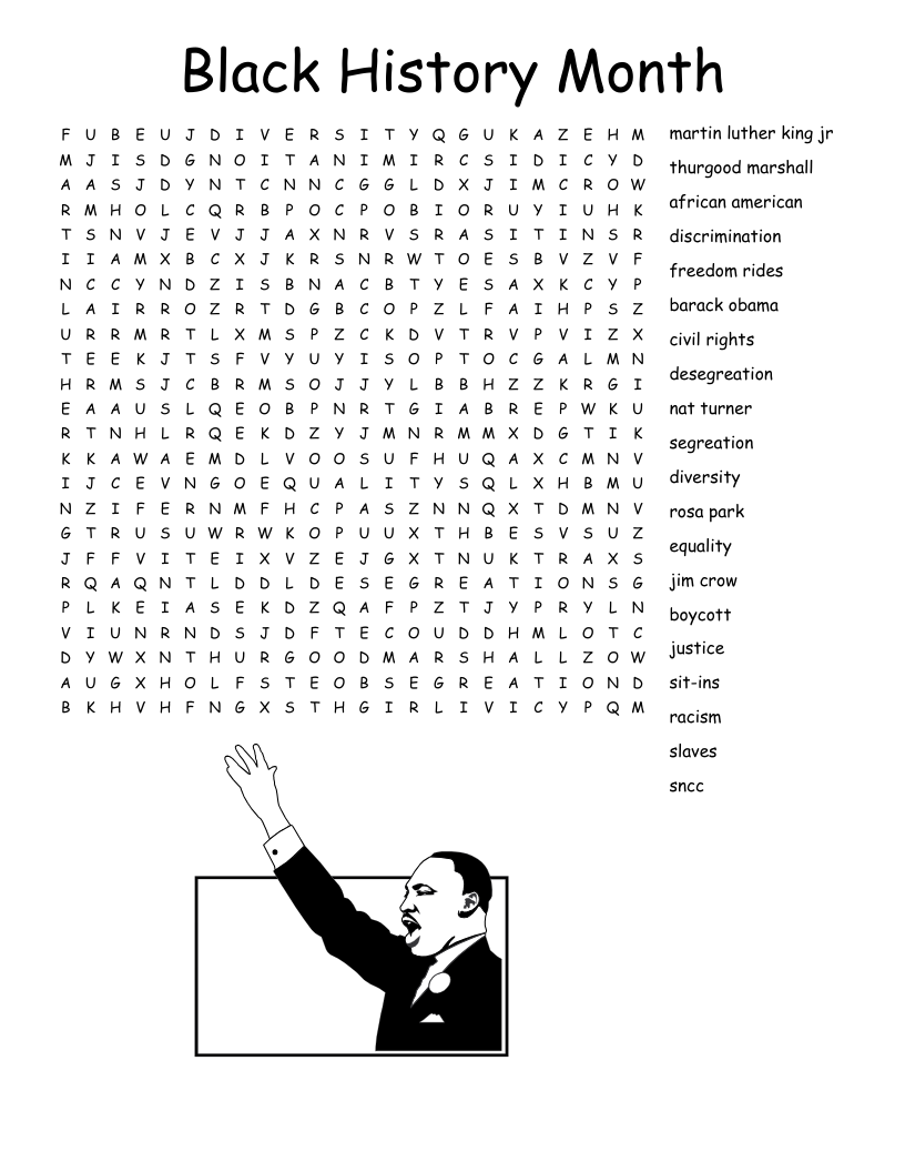 Martin Luther King Jr Word Search WordMint