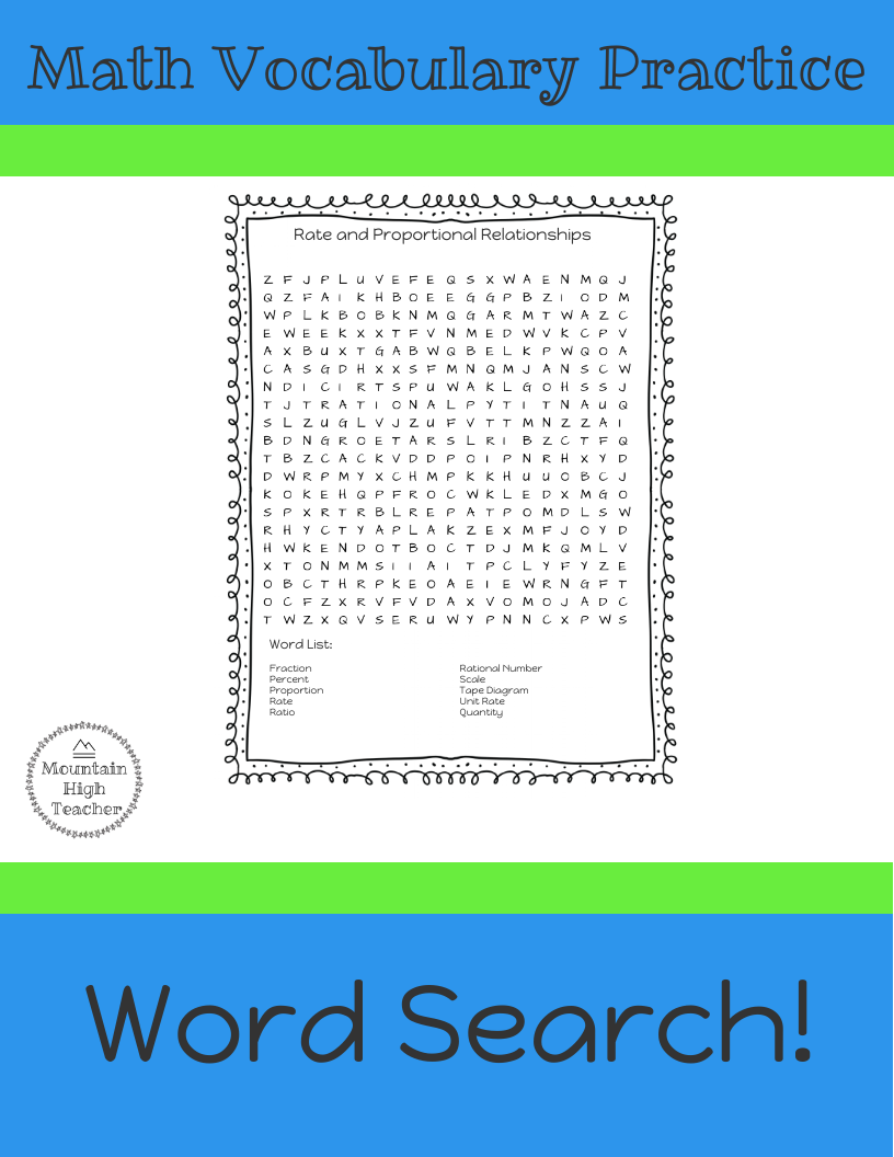 Math Word Search Worksheet