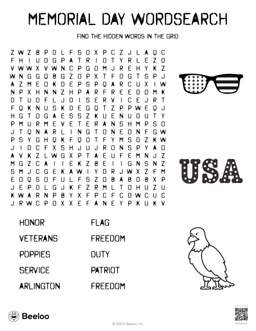 Memorial Day Word Search Puzzles Memorial Day Word Search Puzzles