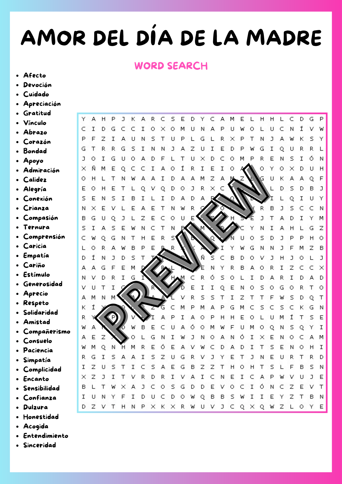 Mother's Day Word Searches