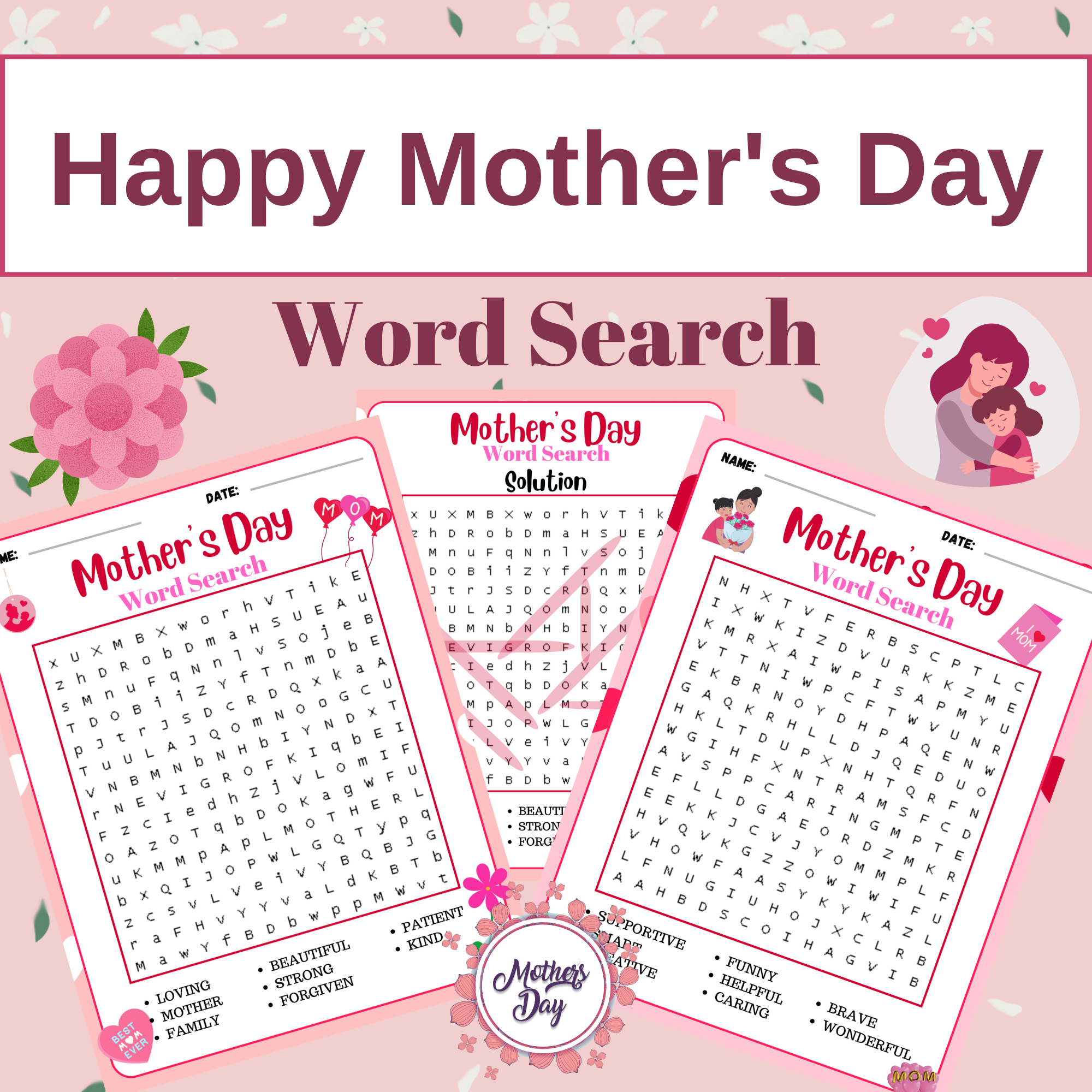 Mother's Day Free Printable Word Search Games