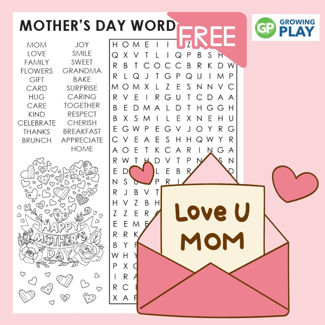 Mother s Day Word Search Printable Growing Play
