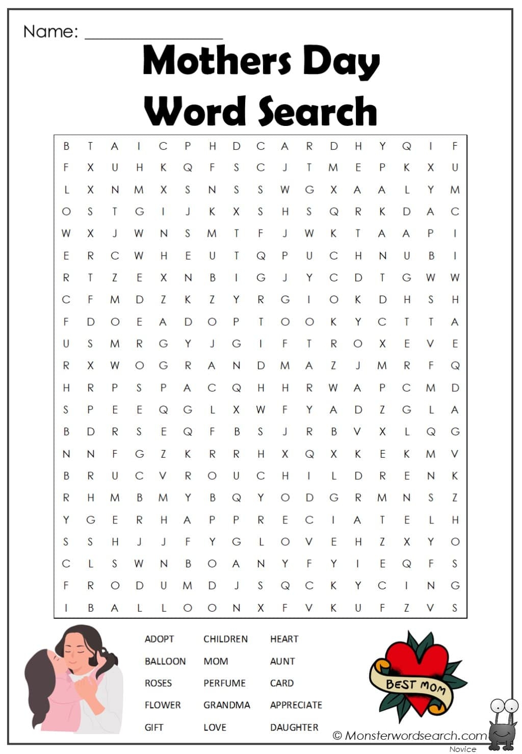 Mother's Day Word Search Free Printable Pdf
