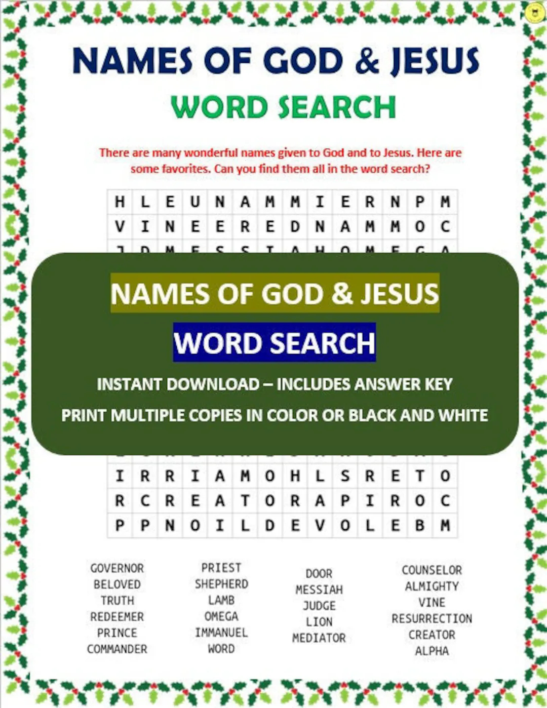 Christian Word Search Puzzles Printable