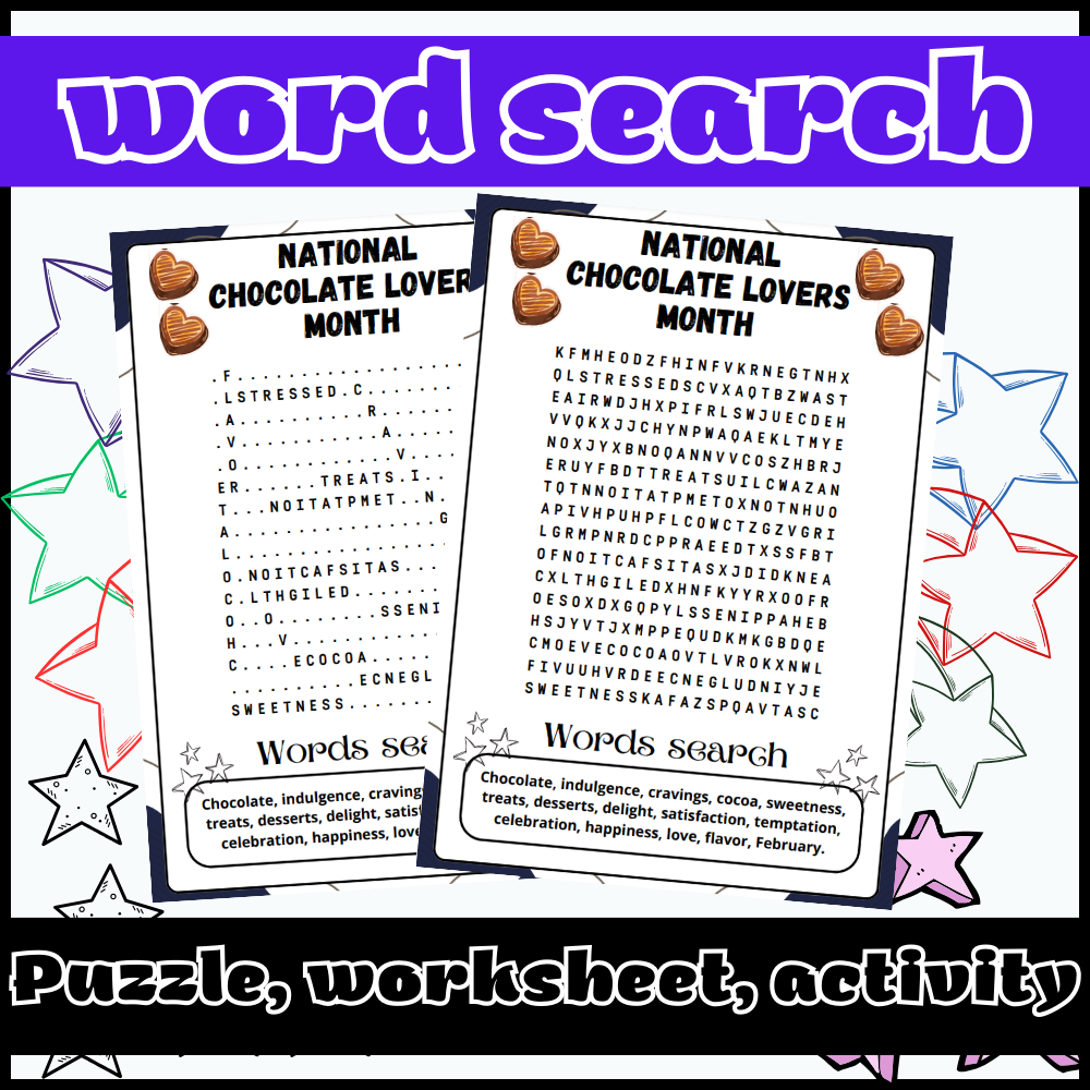 Chocolate Word Search Printable