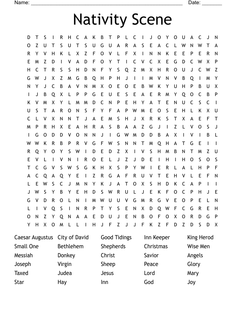 Free Printable Christmas Word Search Nativity