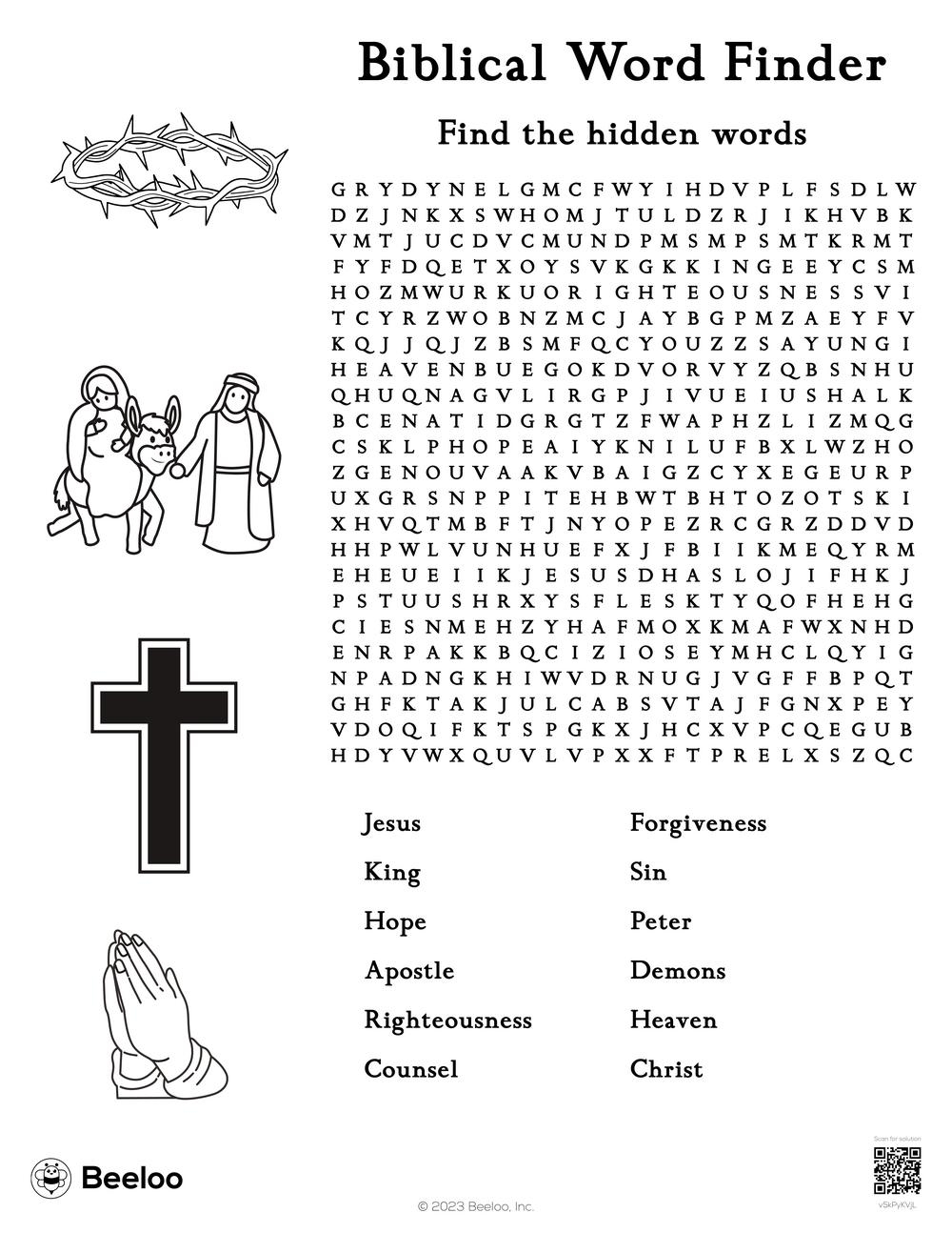 Printable Bible Word Search Free