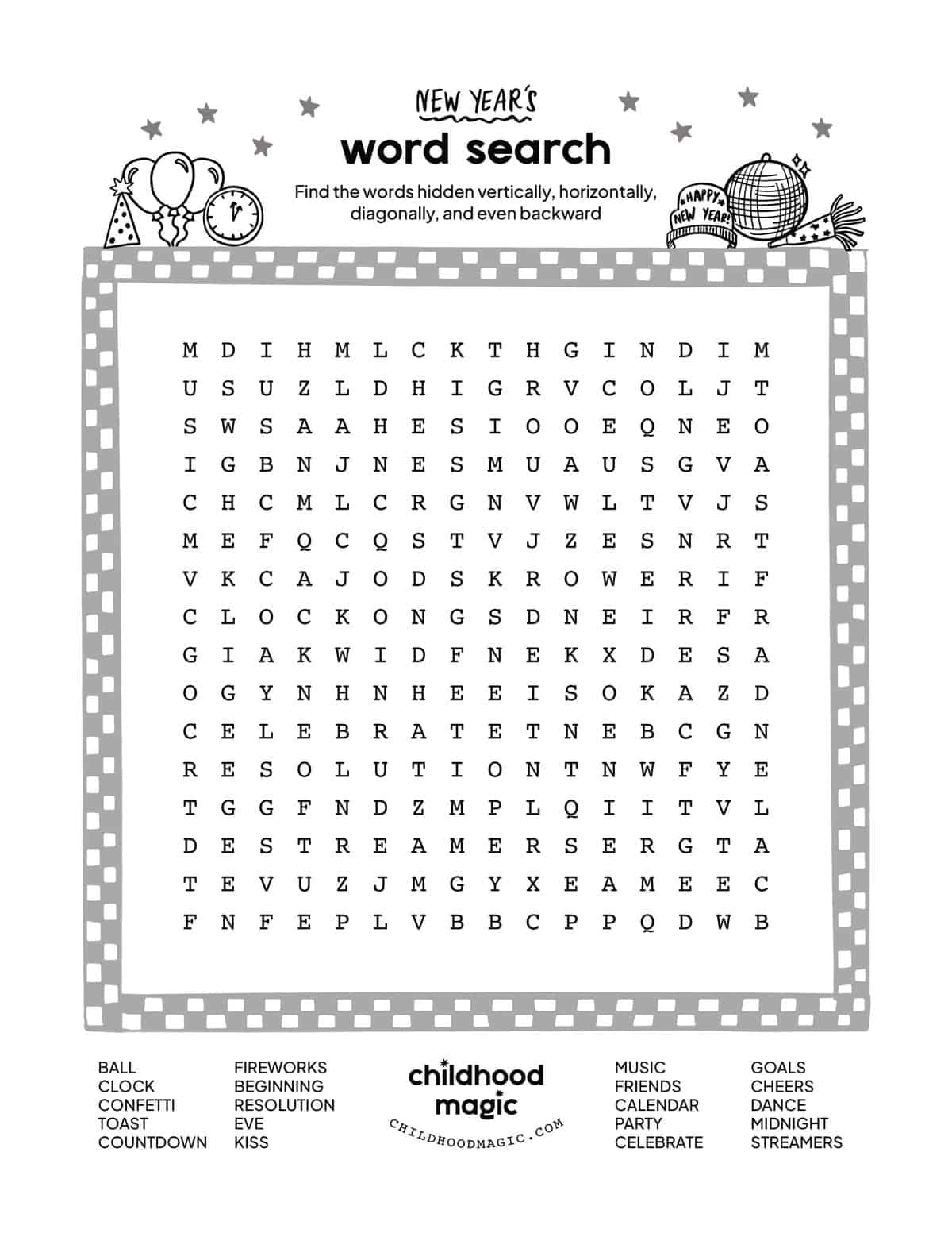 New Year s Word Search Childhood Magic New Year s Word Search Childhood Magic
