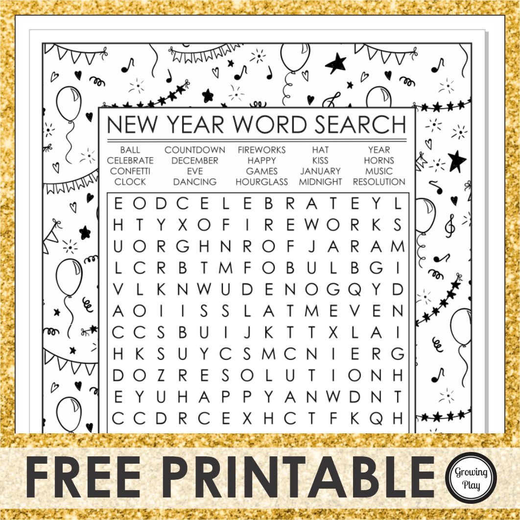 New Year Word Search FREE Growing Play Worksheets Library New Year Word Search FREE Growing Play Worksheets Library