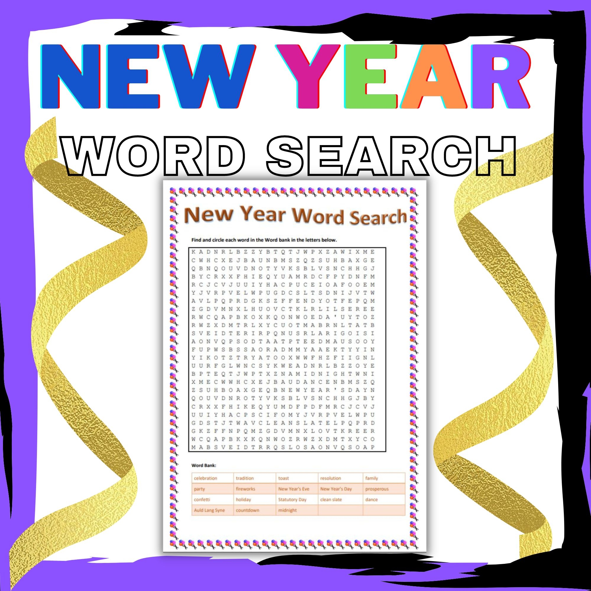 New Year Word Search With Answers Made By Teachers
