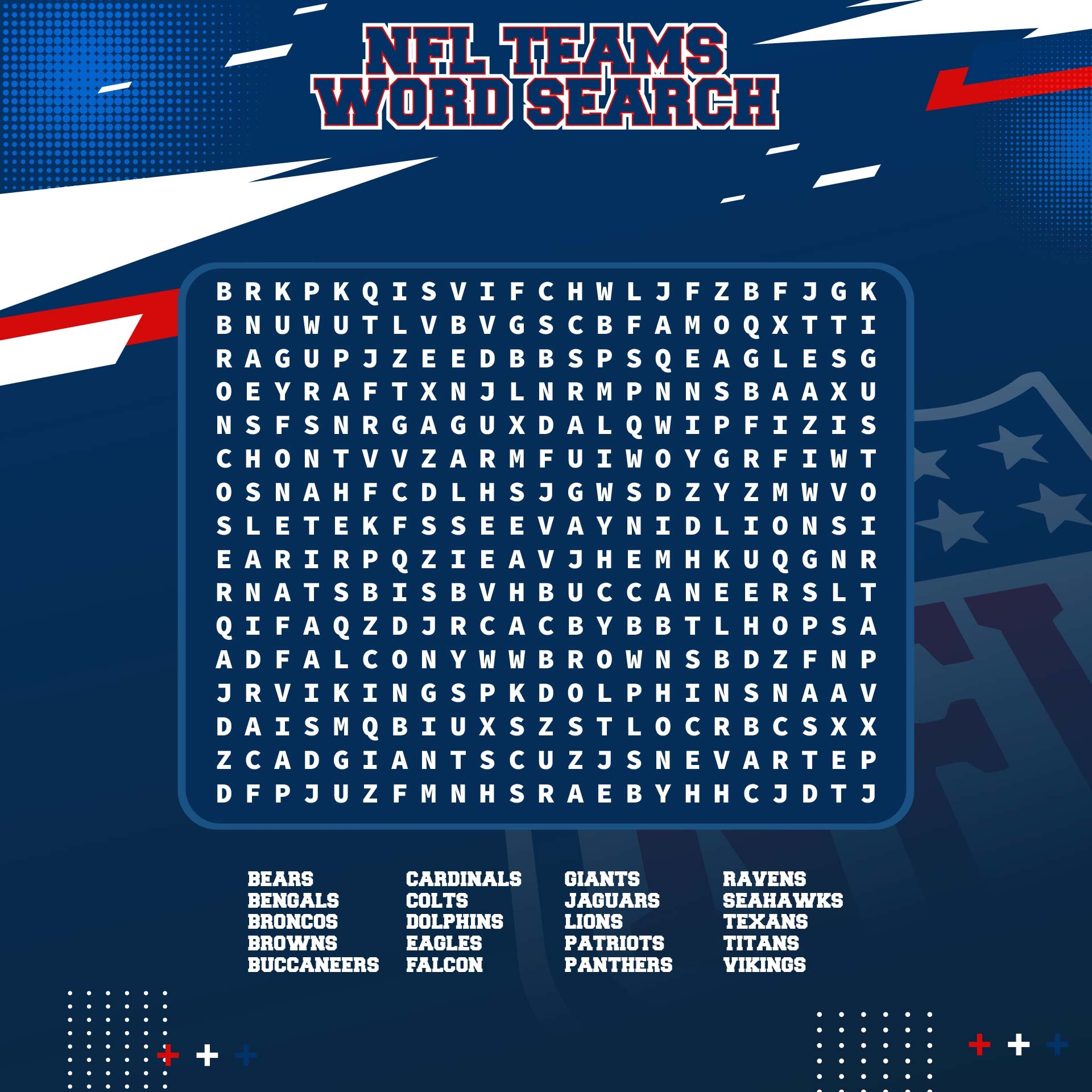 Printable Nfl Team Word Search