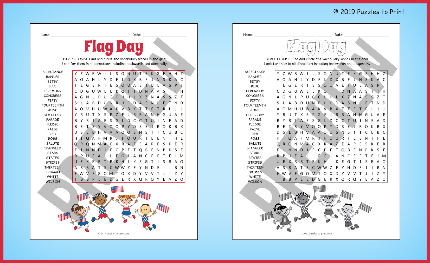 Flag Day Word Search Generator