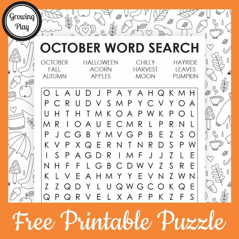 October Word Search Printable