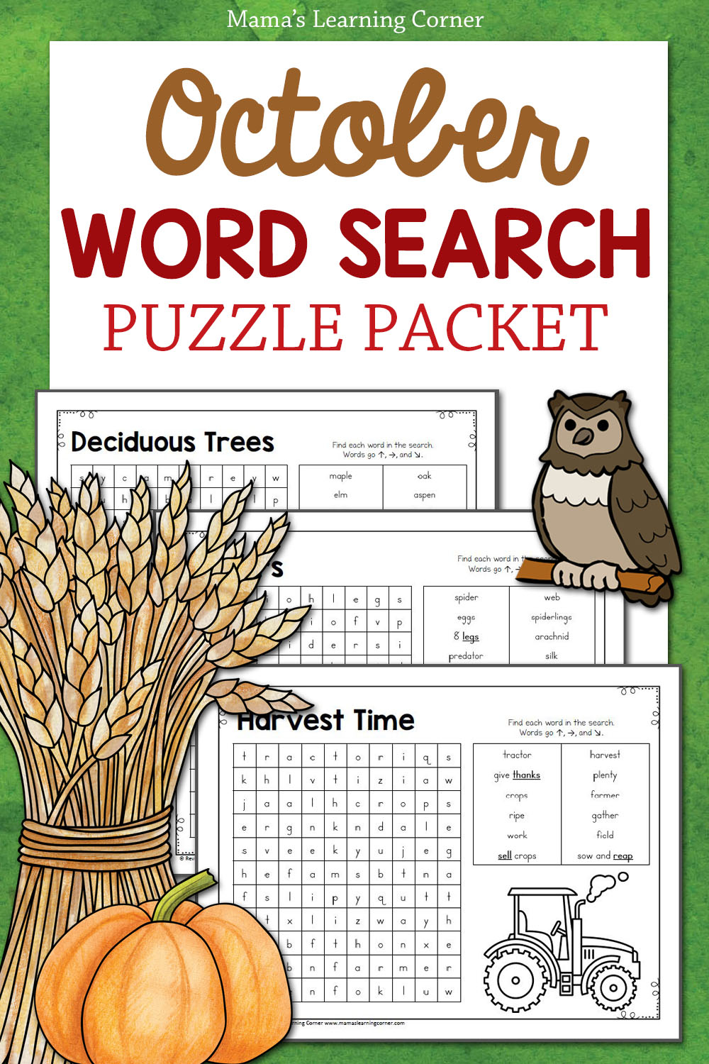 Printable October Word Search Puzzles