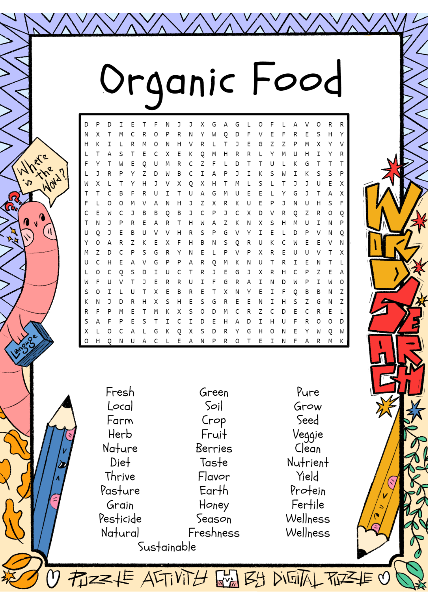 Organic Food Word Search Puzzle Worksheet Activity Made By Teachers