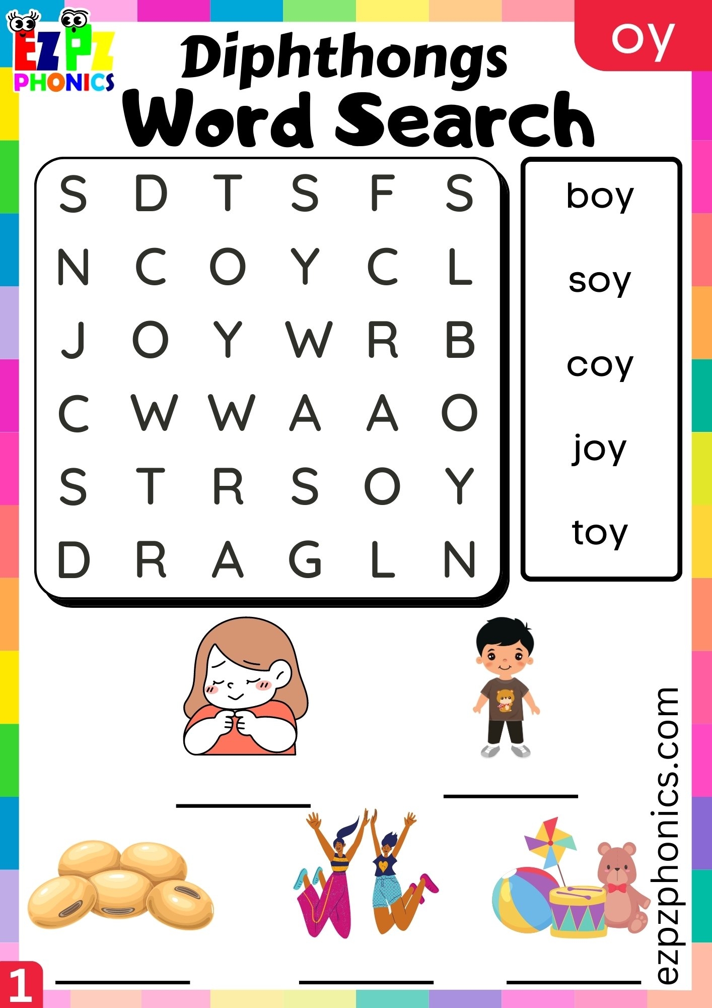 Oy Diphthongs Word Search Write And Find The Words Worksheet Oy Diphthongs Word Search Write And Find The Words Worksheet