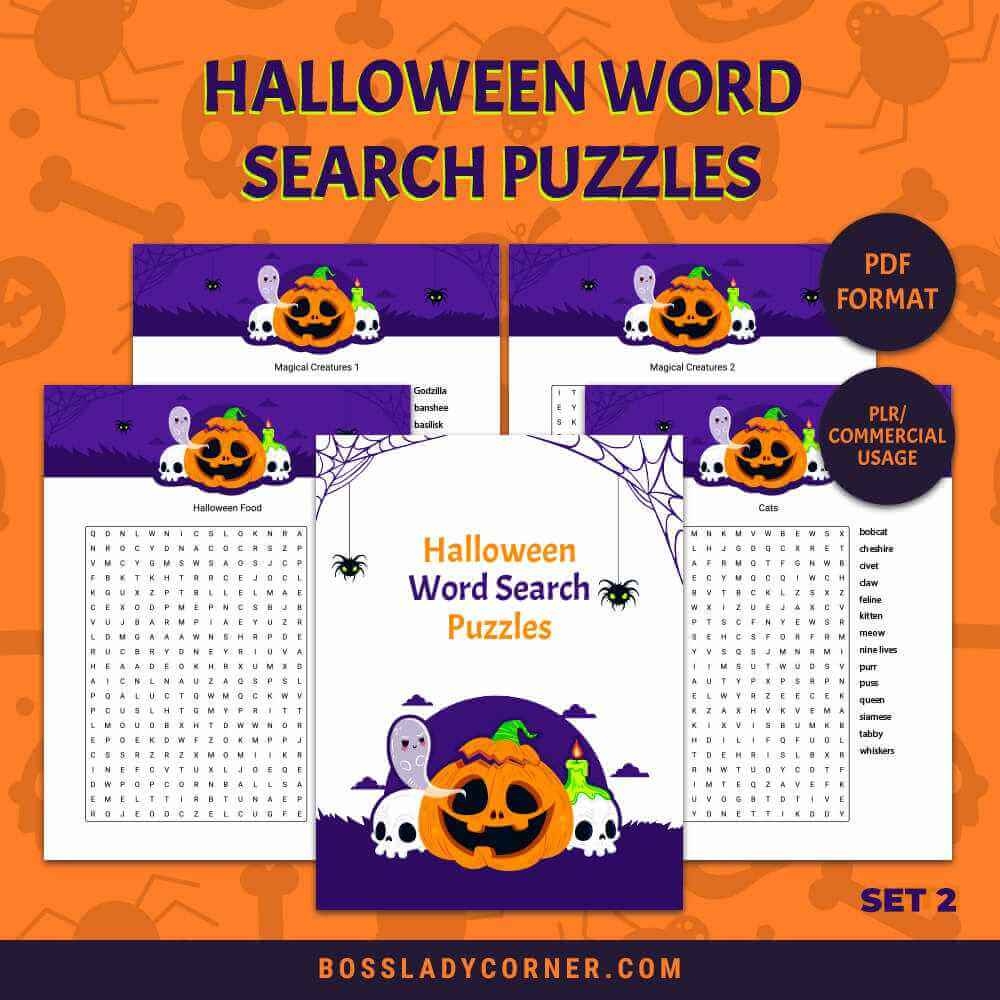 PLR Puzzle Halloween Word Search Set 2 Boss Lady Corner