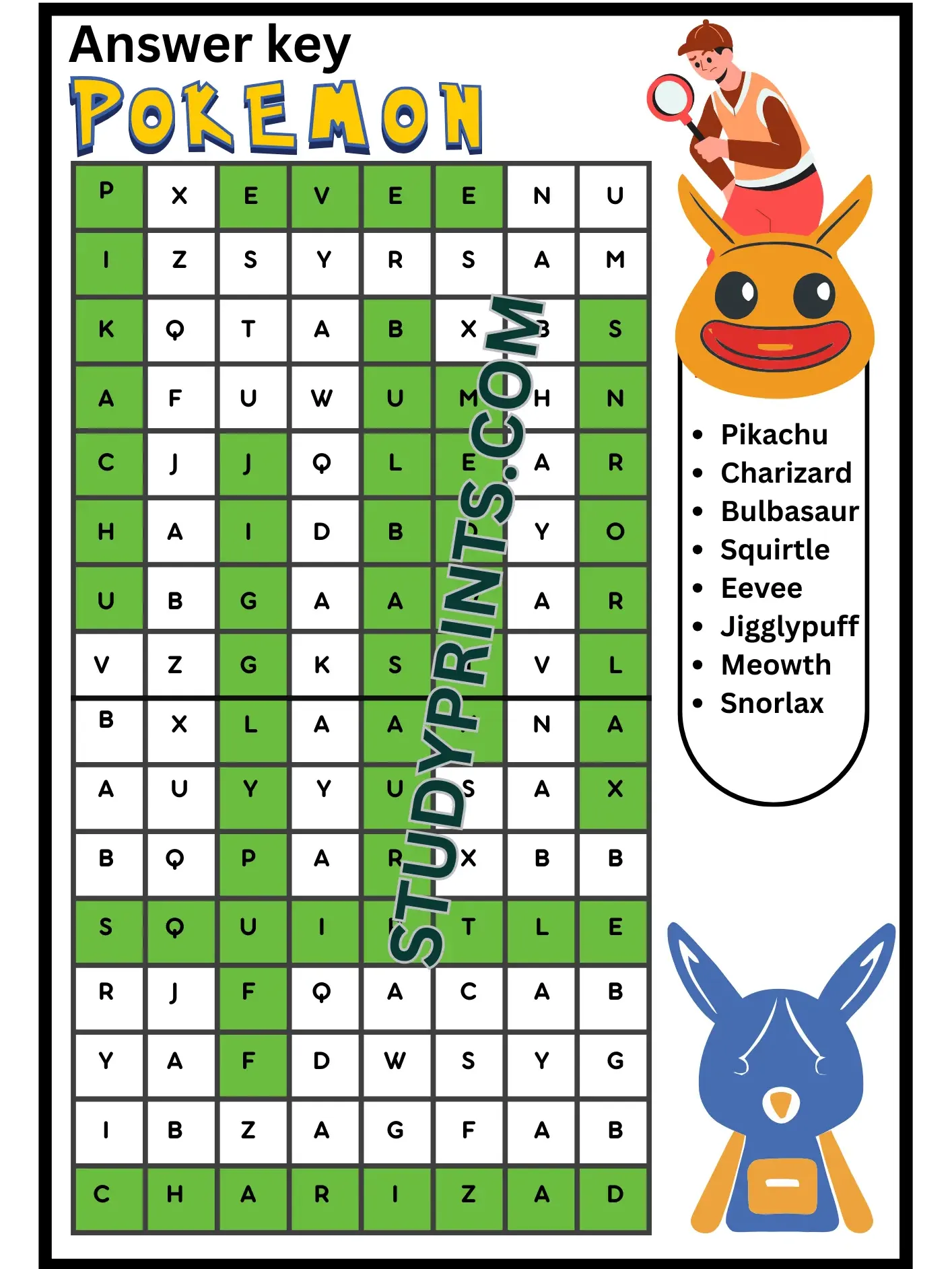 Pokemon Word Search For Kids Study Prints