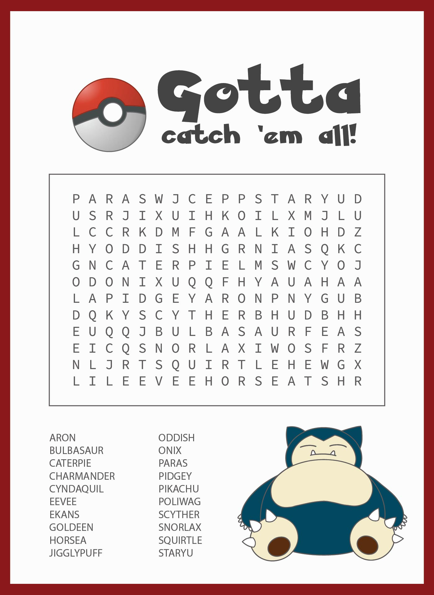 Pokemon Word Search Online
