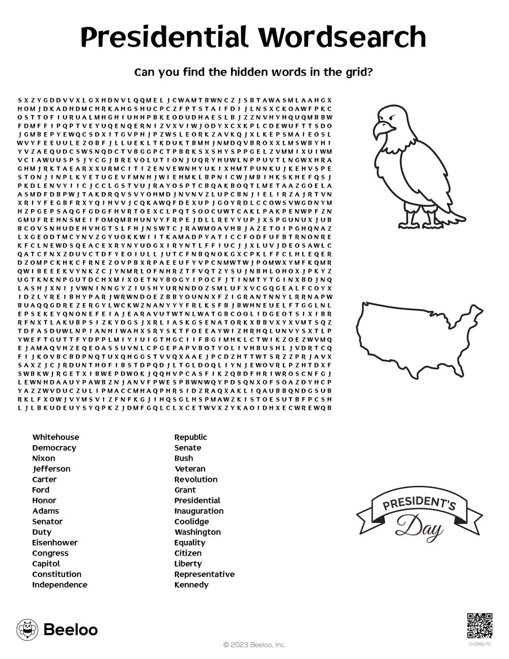 Presidents Day themed Word Searches Beeloo Printable Crafts And Activities For Kids