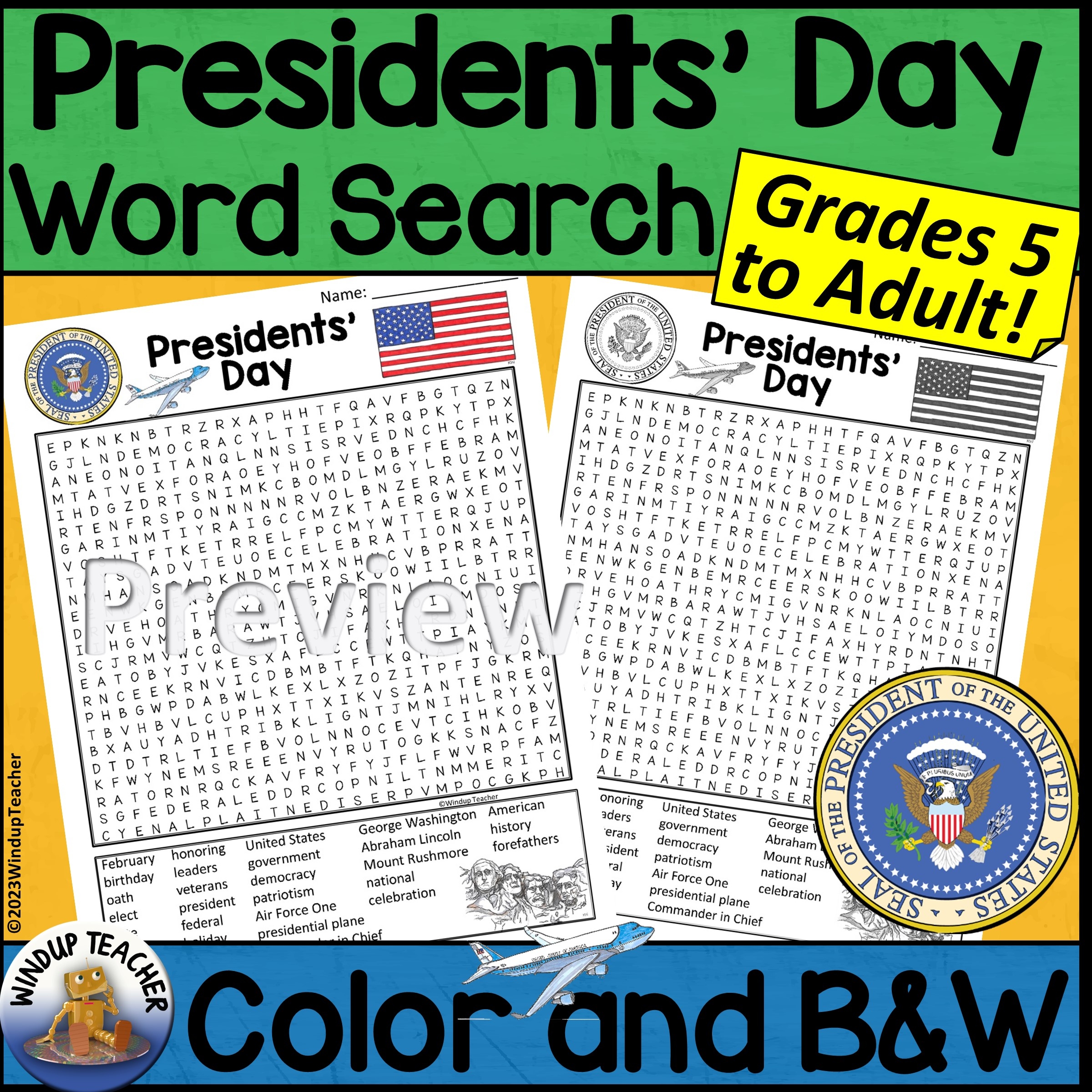 Presidents Day Word Search Activity Printable Hard For Grades 5 To Adult Made By Teachers