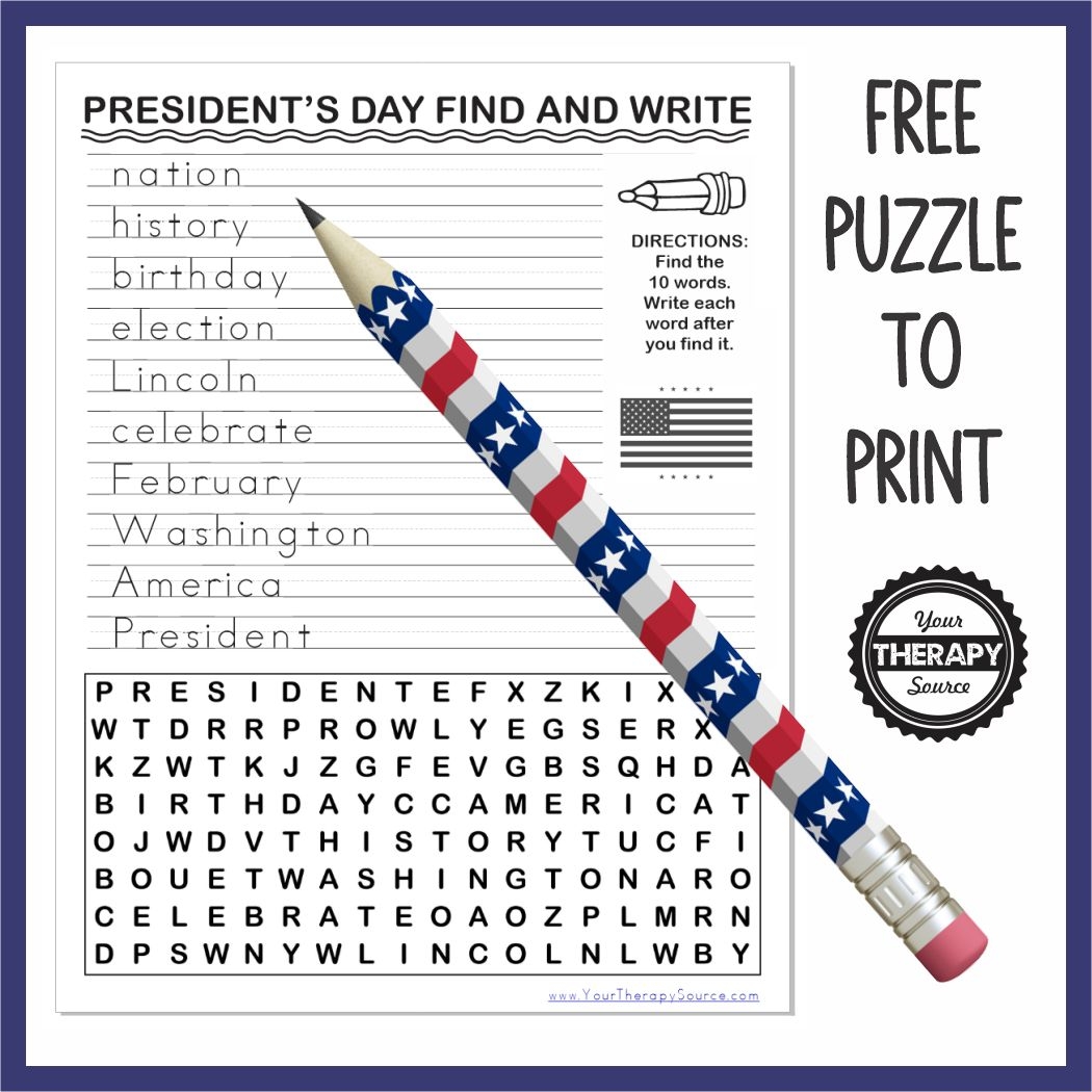 Presidents Day Word Search FREE Your Therapy Source Presidents Day Word Search FREE Your Therapy Source