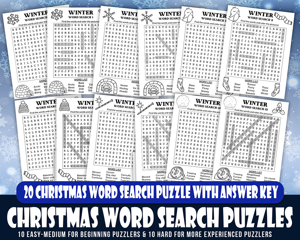 Printable 20 Winter Word Search Puzzle For Kids PDF Fun Winter Party Game Kids Word Search Game Made By Teachers