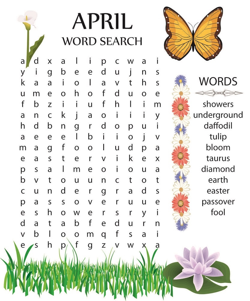 April Word Search Puzzles