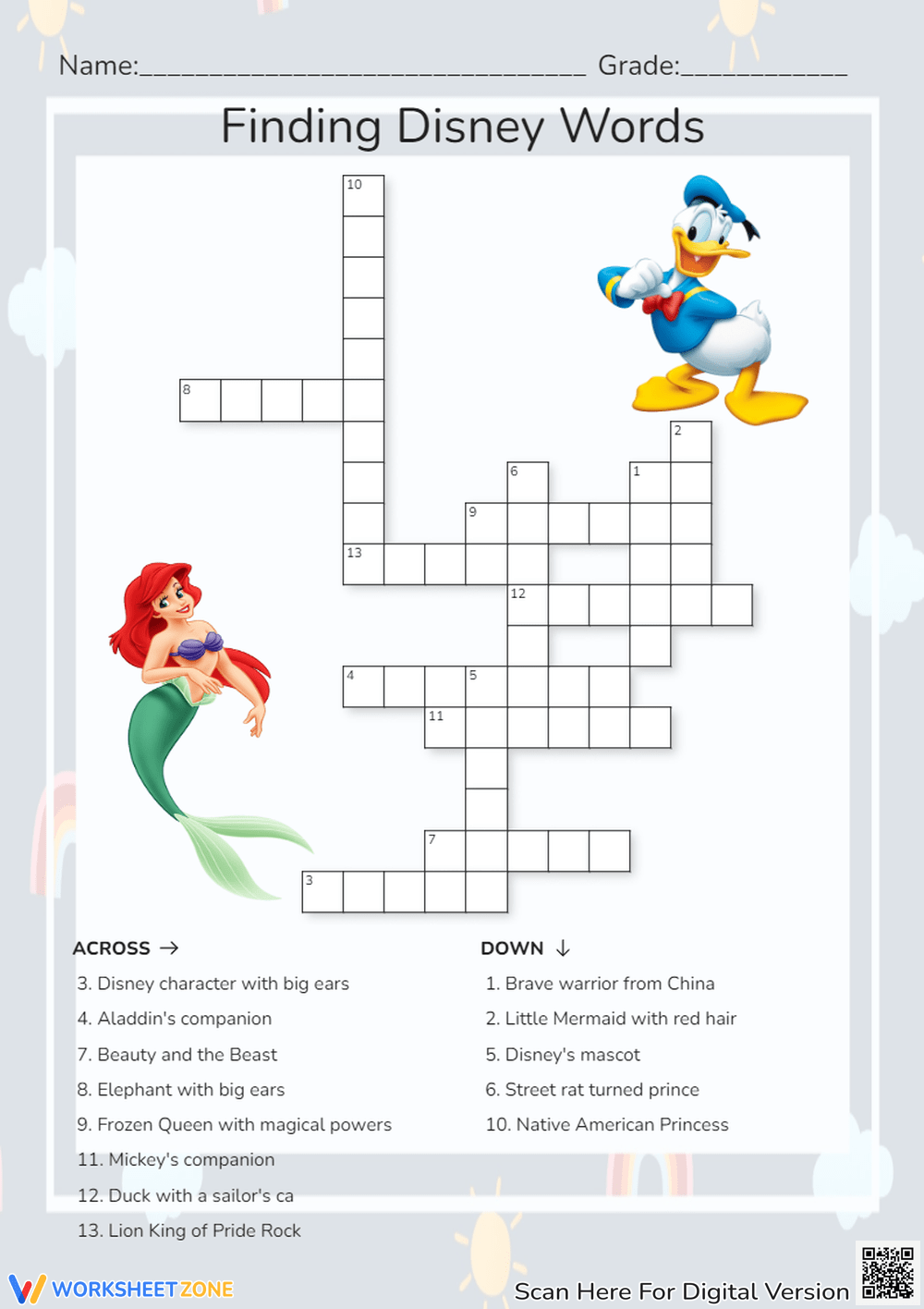 Disney Character Word Search Printable