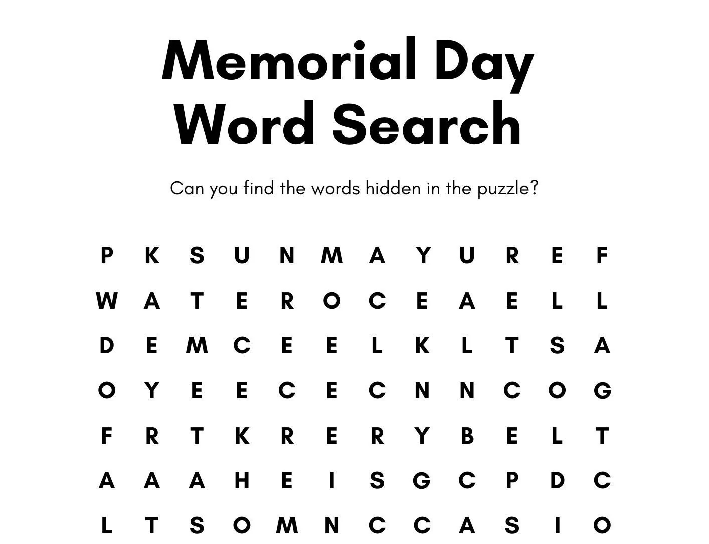 PRINTABLE Memorial Day Word Search Etsy PRINTABLE Memorial Day Word Search Etsy