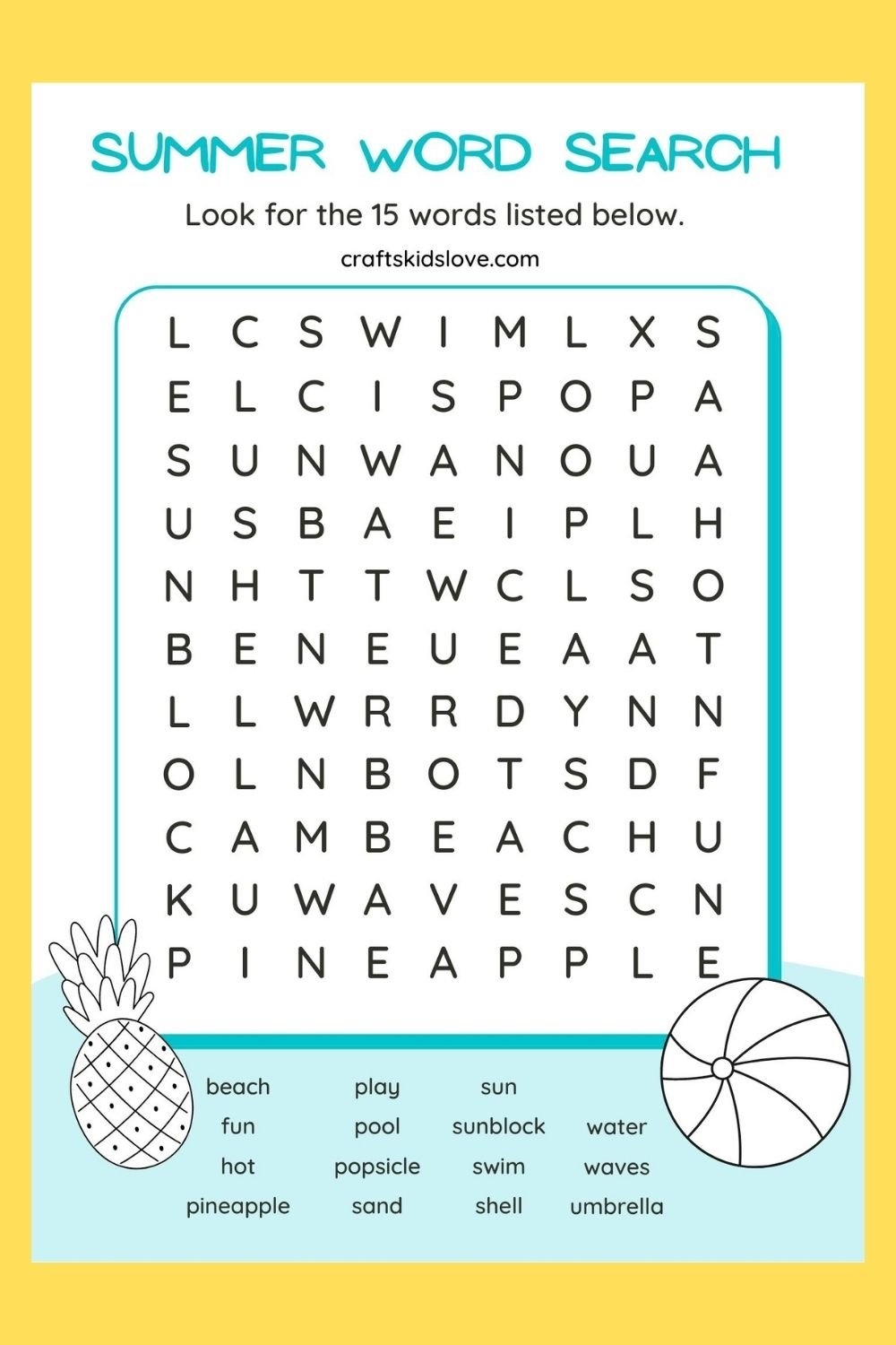 Easy Word Search For Kids Printable