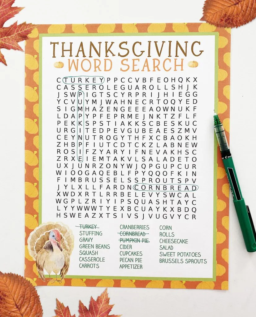Thanksgiving Word Searches Free Printable