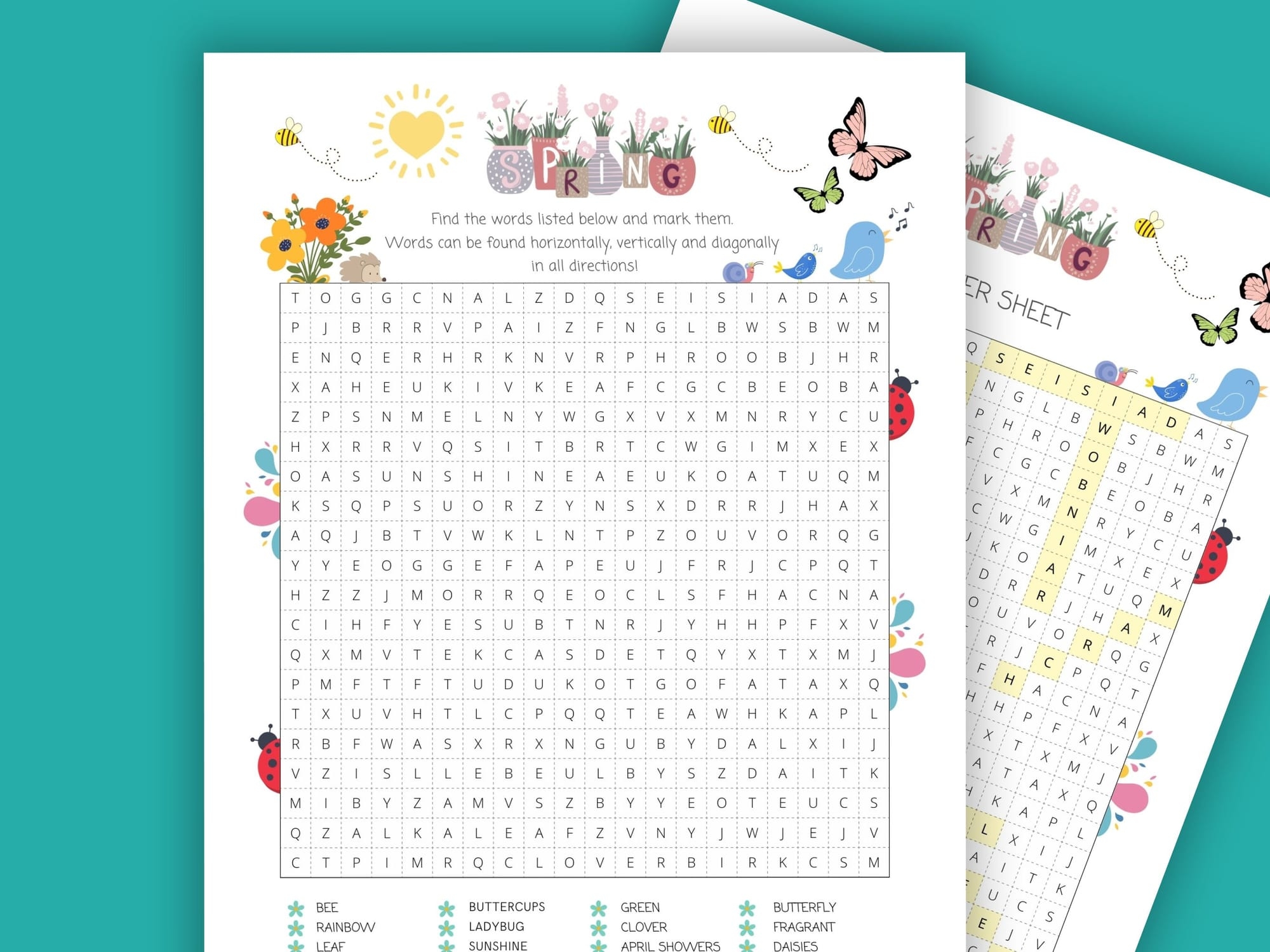 Printable Word Search For Kids Spring 